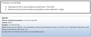 Folder divulgação palestra ALDO-DIOGO Avaliação do Ciclo de Vida de Produtos Madeireiros Local Data